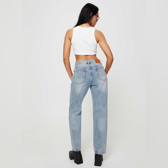 princess polly holly asymmetric straight leg jeans - Picture 3 of 10